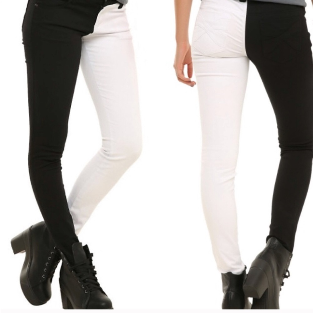 Half and half jeans from hot topic